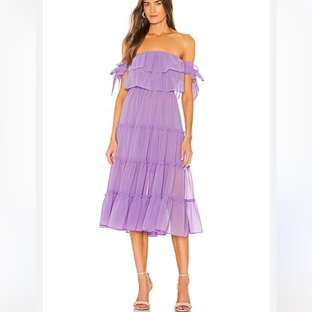 MISA cocktail dress  Micaela Dress in Lilac REVOLVE Off Shoulder Bows wedding